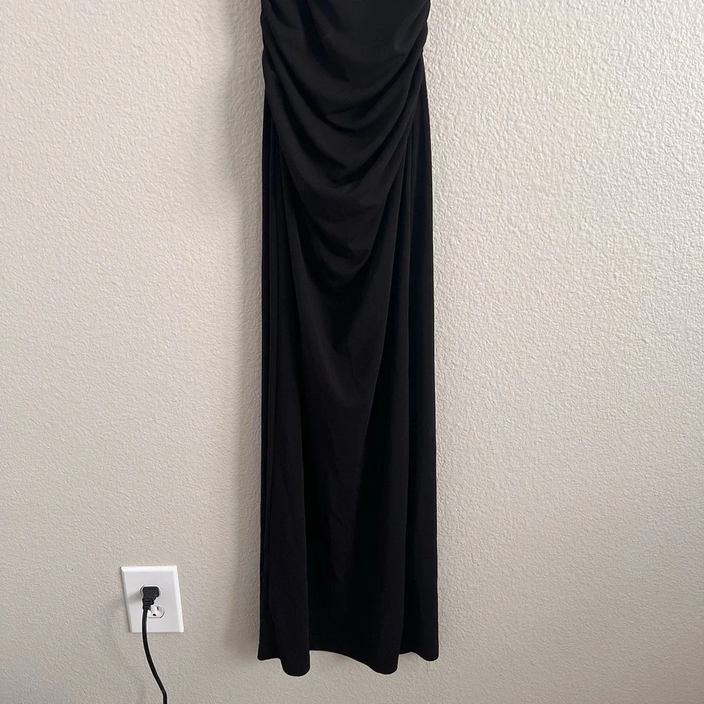 Zara Medium Dress Maxi Black Lace Up Back Ruched Whimsigoth Glam NWT - Picture 7 of 8